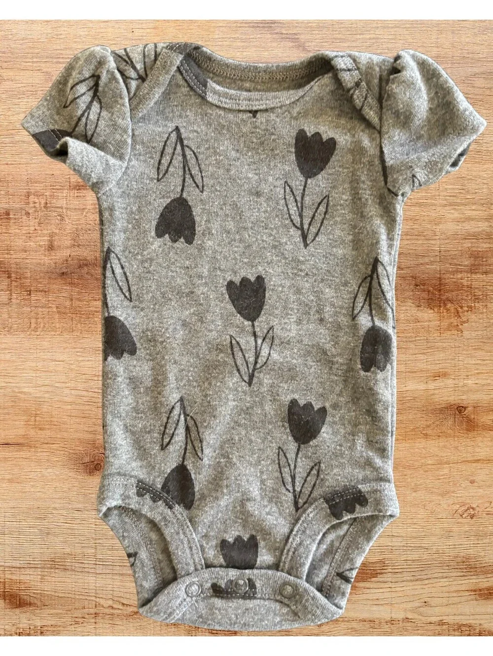 Carter's Gray Tulip Print Newborn Bodysuit Short Sleeve